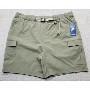 HUK Creekbed Cargo Fishing Shorts Mens XL Green Comfortable Original Performance